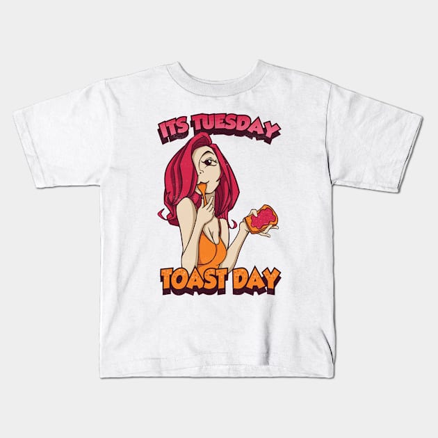 Its tuesday Toast Day Kids T-Shirt by Pixeldsigns